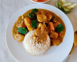 The practice measure of meal of potato of curry chicken willow 8