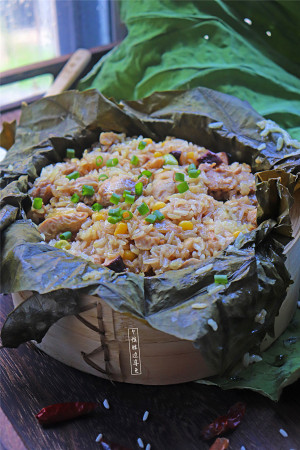 The practice measure of chicken of lotus leaf polished glutinous rice 11