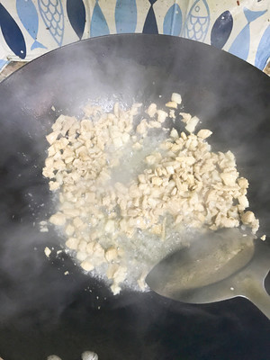 Corn fries ground meat [the dish of quick worker the daily life of a family of super go with rice] practice measure 5