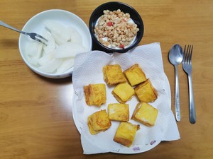 The practice measure of the beautiful type breakfast of elementary school chicken 3