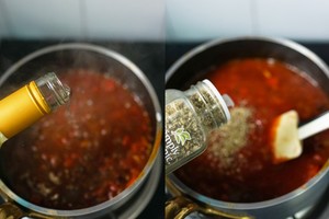 [北方炉オーブンの料理本]ケチャップのハーブの豚の牛肉のボーラスの実践対策 juice braise 13 