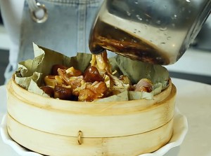 The practice measure of chicken of lotus leaf evaporate 6