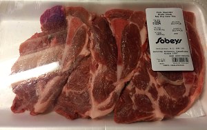 1を焼いた豚の肩の肉の太り方を測定