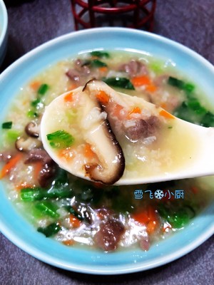 The practice measure of congee of beef of Xianggu mushroom spinach 7