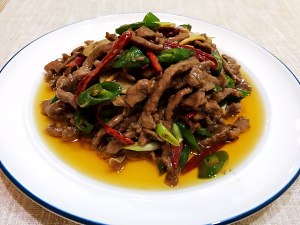 The practice measure of the small shredded meat that fry an ox 8