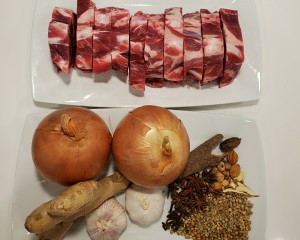 The practice measure of pink of Vietnam beef soup 1