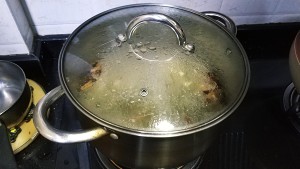The practice measure of Nan of sheep of clear soup of mushroom of white ox liver 7