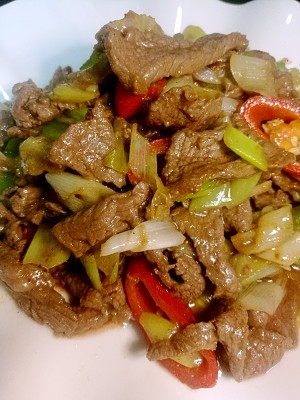 Zi like that the practice measure that green Chinese onion fries beef 9