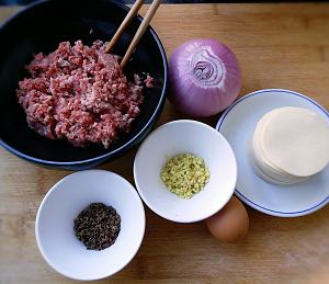 The practice measure of fried dumpling of beef of black any of several hot spice plants 1