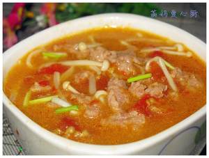 The practice measure of soup of tomato slippery beef 5