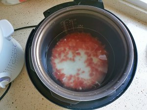 The practice measure of congee of miscellaneous greens beef 3