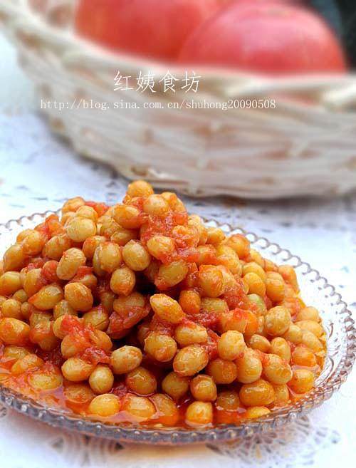 
The practice of tomato    soya bean, how to do delicious
