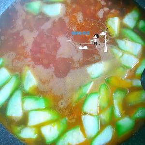 The practice measure of beautiful soup of egg of tomato towel gourd 5