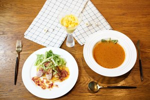 Festal big eat: Sweetgrass tomato soup + bosom of duck of fragrant citrus decoct + the practice measure with sanded ice of mango coco flavour 18