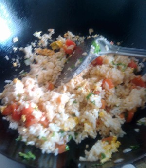 The practice measure that egg of tomato dish leaf fries a meal 6