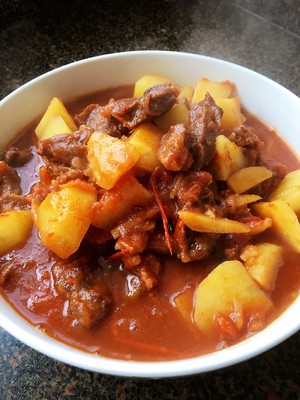 The practice measure of the beef of potato of quick worker tomato that stew 9