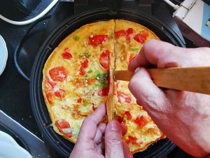 Dish of confidential of baking pan of old Zheng home appliance -- the practice measure of tomato egg pizza 8