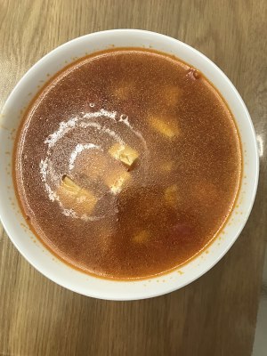 The practice measure of soup of mushroom of white jade of tomato bean curd 3