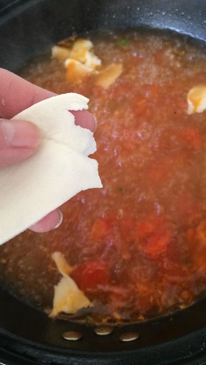 Tomato egg hold tight piece the practice measure of soup 6