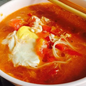 The practice measure of fine dried noodles of egg of simple breakfast tomato 8