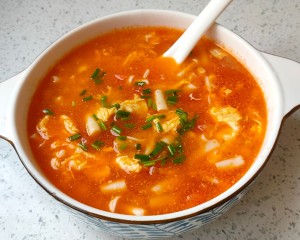 The practice measure of soup of egg of tomato of white jade stay of proceedings 10