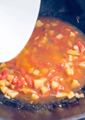 Leftover changes meal of braise of body tomato potato, delicate can eat 3 bowls to me! practice measure 6