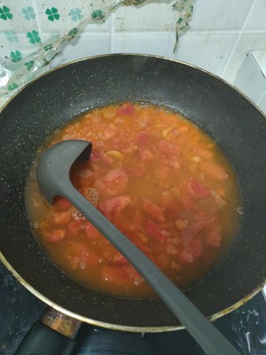 The practice measure of soup of tomato egg cake 4