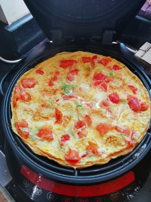 Dish of confidential of baking pan of old Zheng home appliance -- the practice measure of tomato egg pizza 7