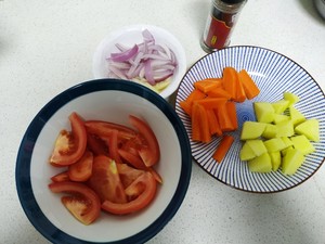 The practice measure of the tomato vegetable soup of simple warmth 1