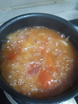 The practice measure of soup of onion tomato potato 5