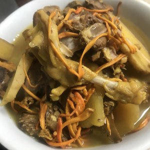 The practice measure that Chinese caterpillar fungus spends the duck that stew 9