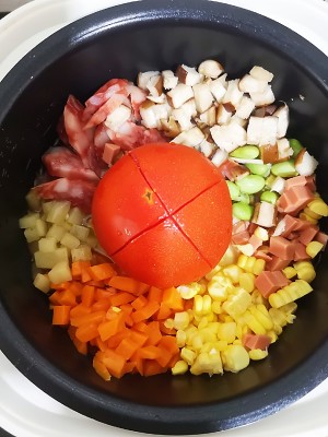 The practice measure of meal of red tomato of a net 5