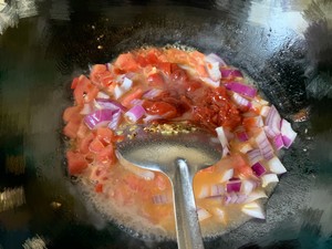 Tomato stew shelled fresh shrimps matchs acid of onion of drumstick stay of proceedings sweet goluptious practice measure 4