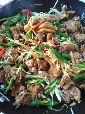 The practice measure of duck of stew of young ginger silk 2