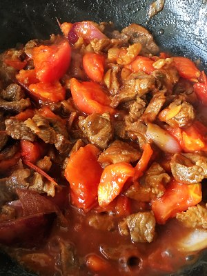 The practice measure of the beef of potato of quick worker tomato that stew 6
